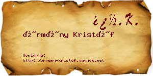 Örmény Kristóf névjegykártya